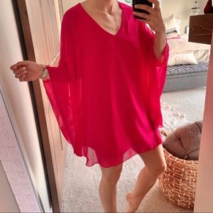 ASOS Pink chiffon poncho style dress